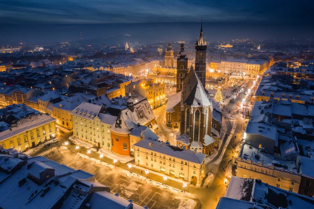 Polen. Krakow. Gamlebyen i juletid