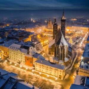 Polen. Krakow. Gamlebyen i juletid