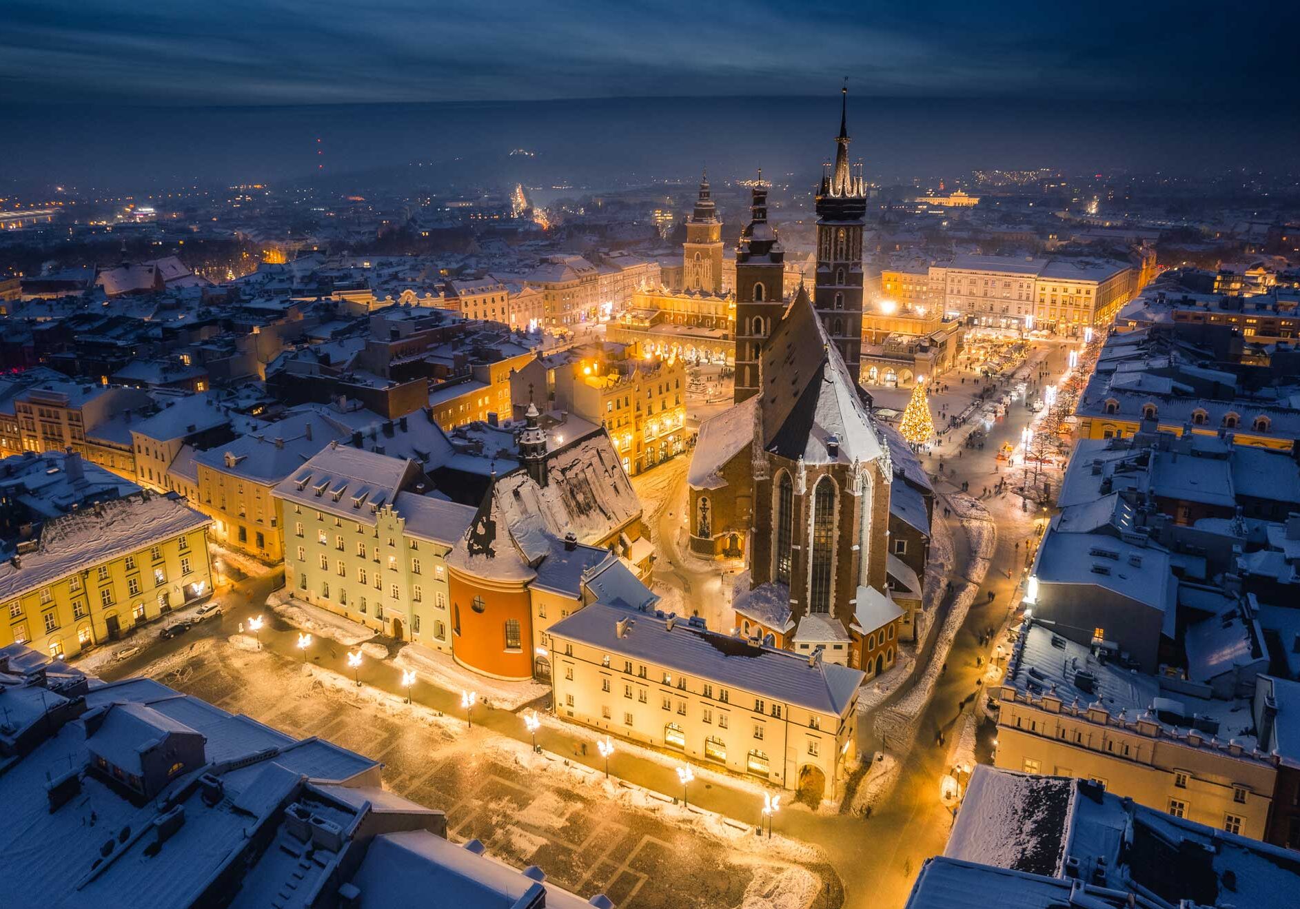 Polen. Krakow. Gamlebyen i juletid